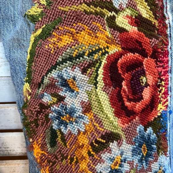 šHOST PICKš RARE! ONE OF A KIND! Leviās 501 Jeans Upcycled Patched Embroidered - Picture 6 of 17